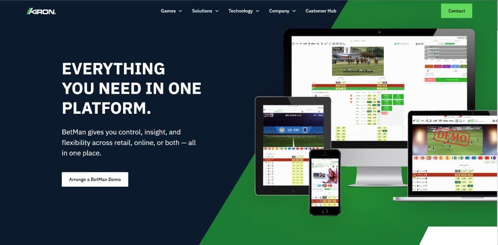 Betman platform landing page showcasing retail and online sports betting across devices